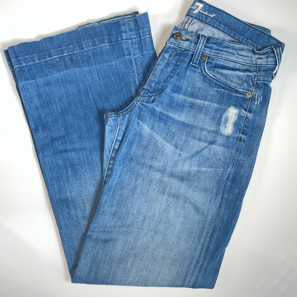 7 For All Mankind Dojo Vintage Distressed Ripped Jeans Medium Wash Cotton 27